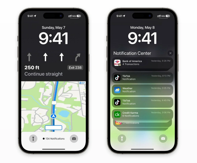 老边苹果维修服务分享iOS17锁屏地图导航半屏显示长什么样 